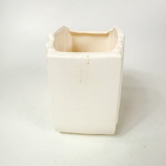 Vintage Napco Ceramic Art Deco White Planter Merry Christmas Green Bow Holiday D - Picture 3 of 6